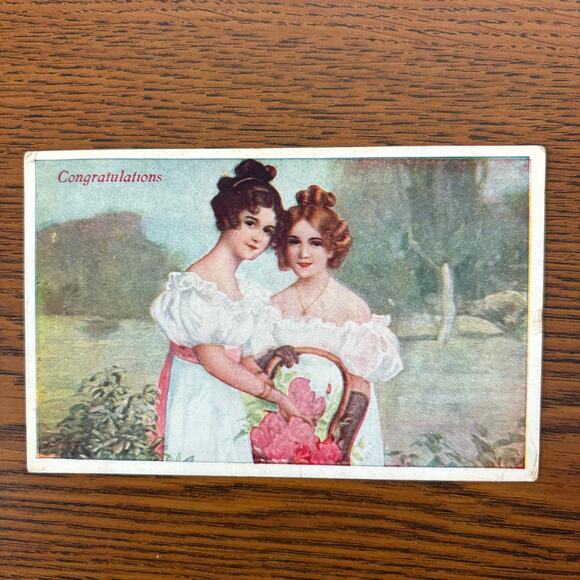 Antique Postcards Women Flowers Nature Lot of 4 Early 1900s Embossed Gilt - Picture 8 of 14
